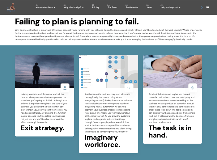 Business Structure page