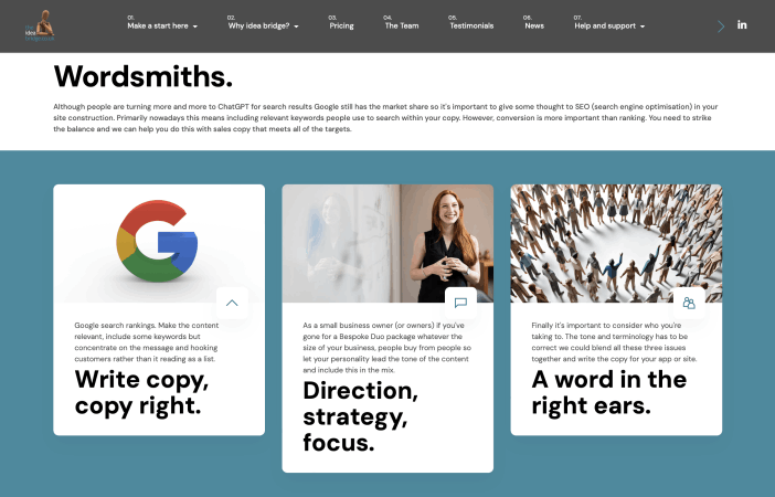 Wordsmiths copywriting page